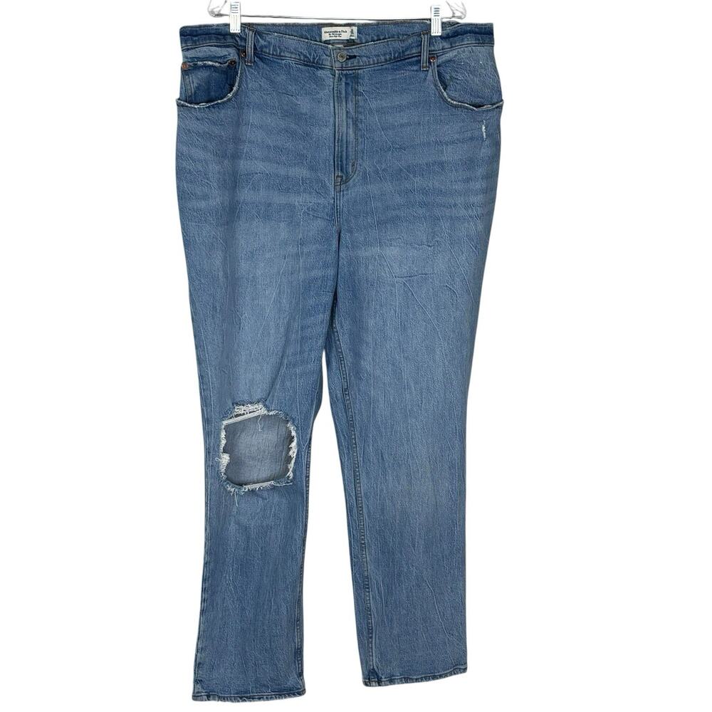 Abercrombie & Fitch Women's 90s Straight Ultra High Rise Curve Love Blue 35/20L